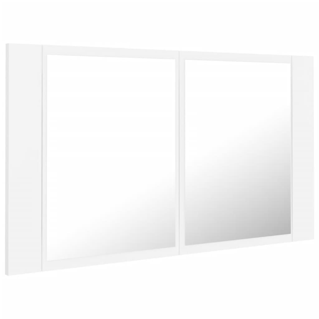 fehér akril LED-es fürdőszobaszekrény tükörrel 80x12x45 cm