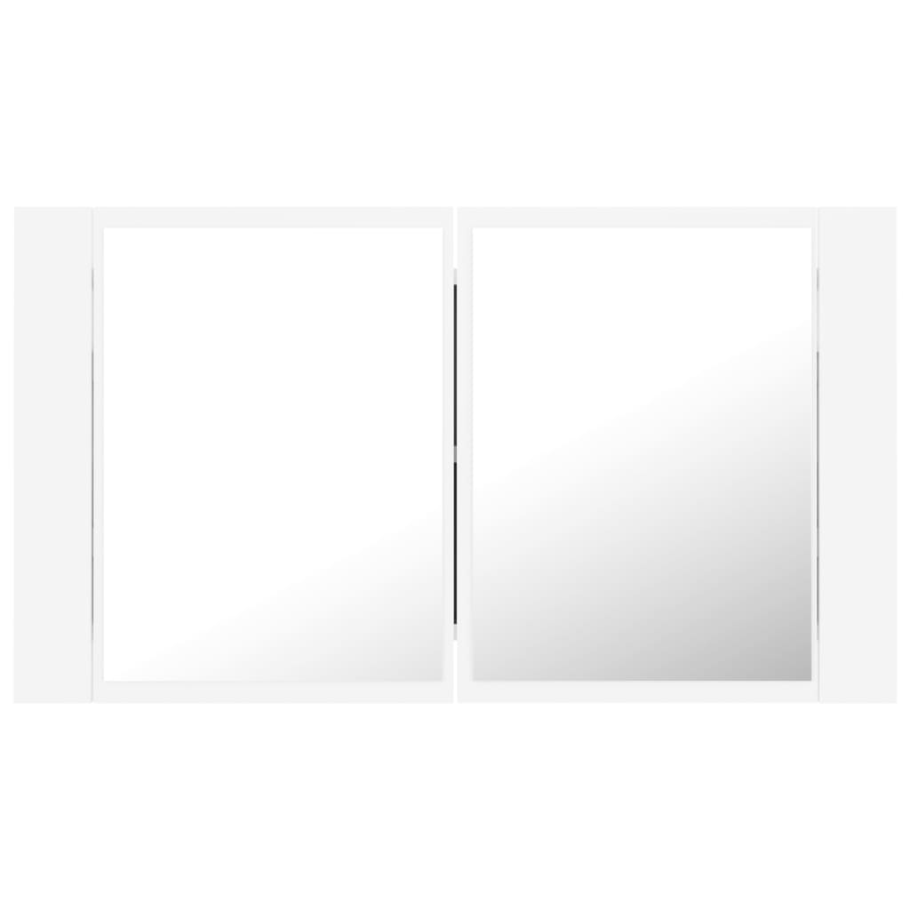 fehér akril LED-es fürdőszobaszekrény tükörrel 80x12x45 cm