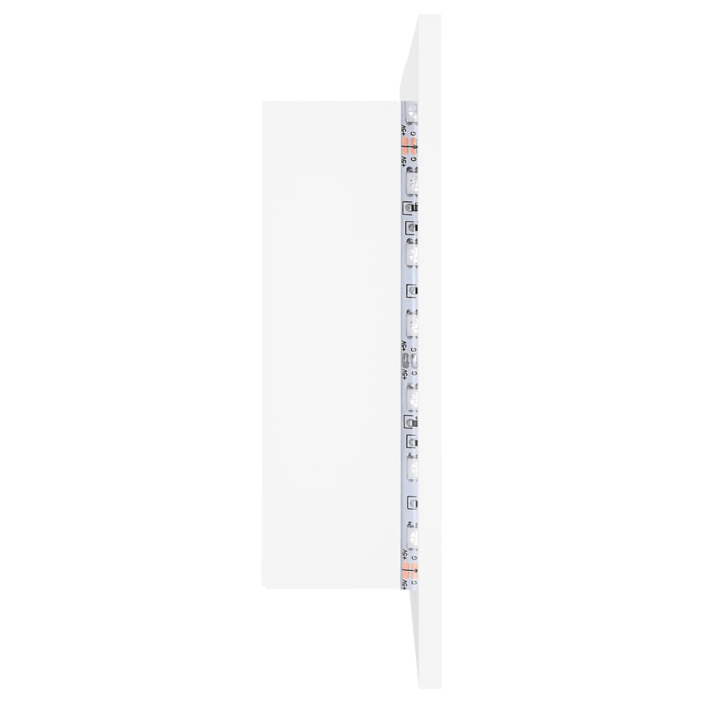 fehér akril LED-es fürdőszobaszekrény tükörrel 80x12x45 cm