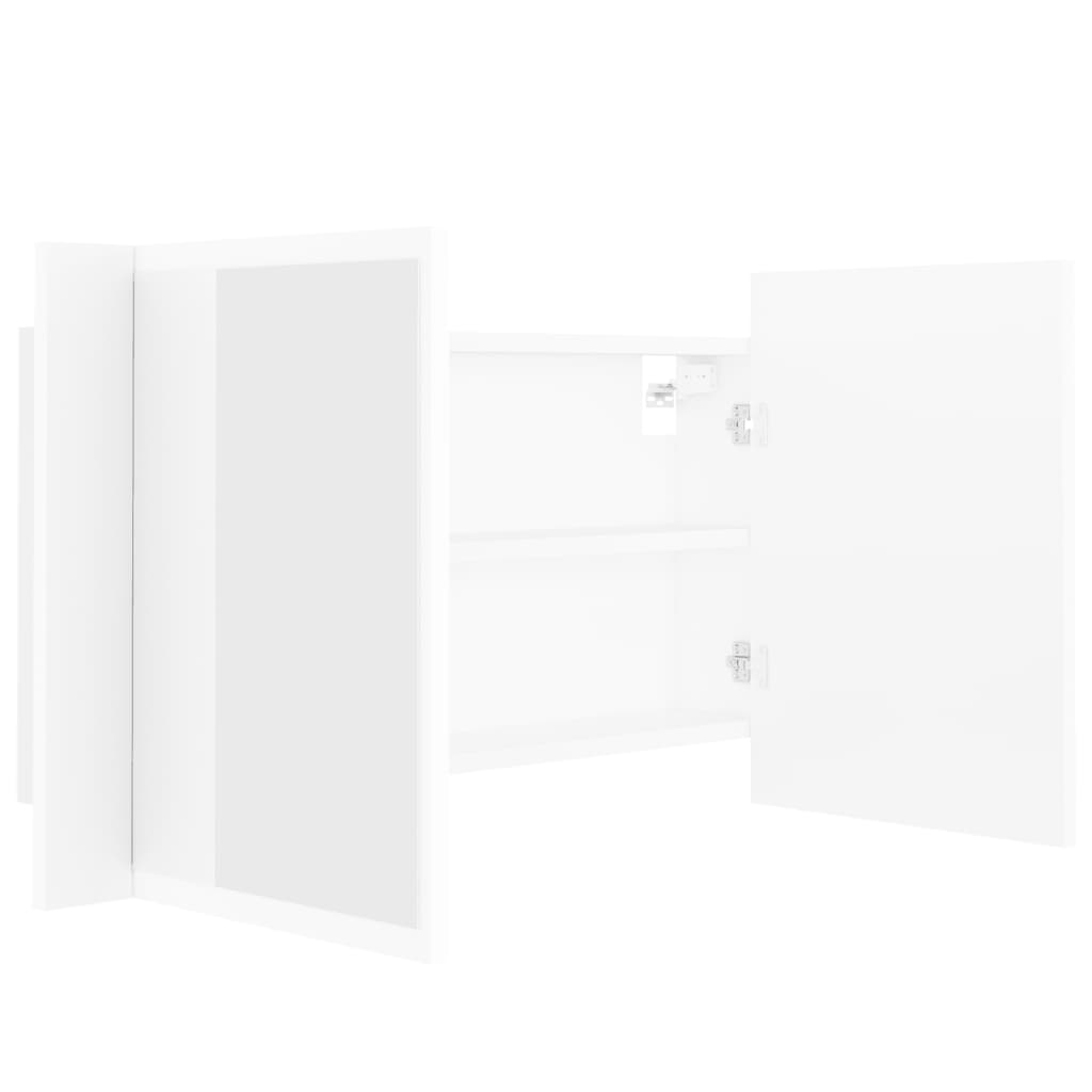fehér akril LED-es fürdőszobaszekrény tükörrel 80x12x45 cm