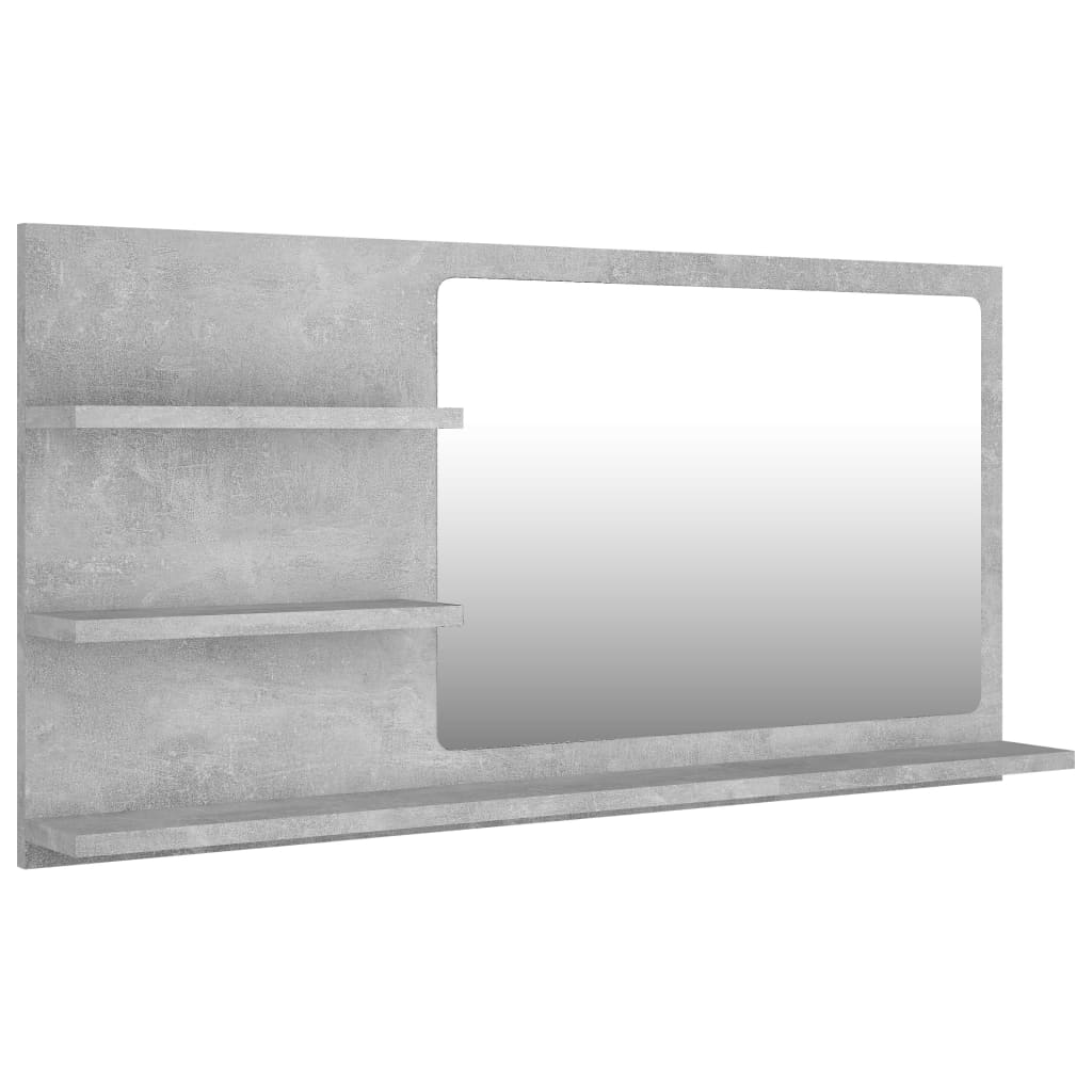betonszürke szerelt fa fürdőszobai tükör 90 x 10,5 x 45 cm