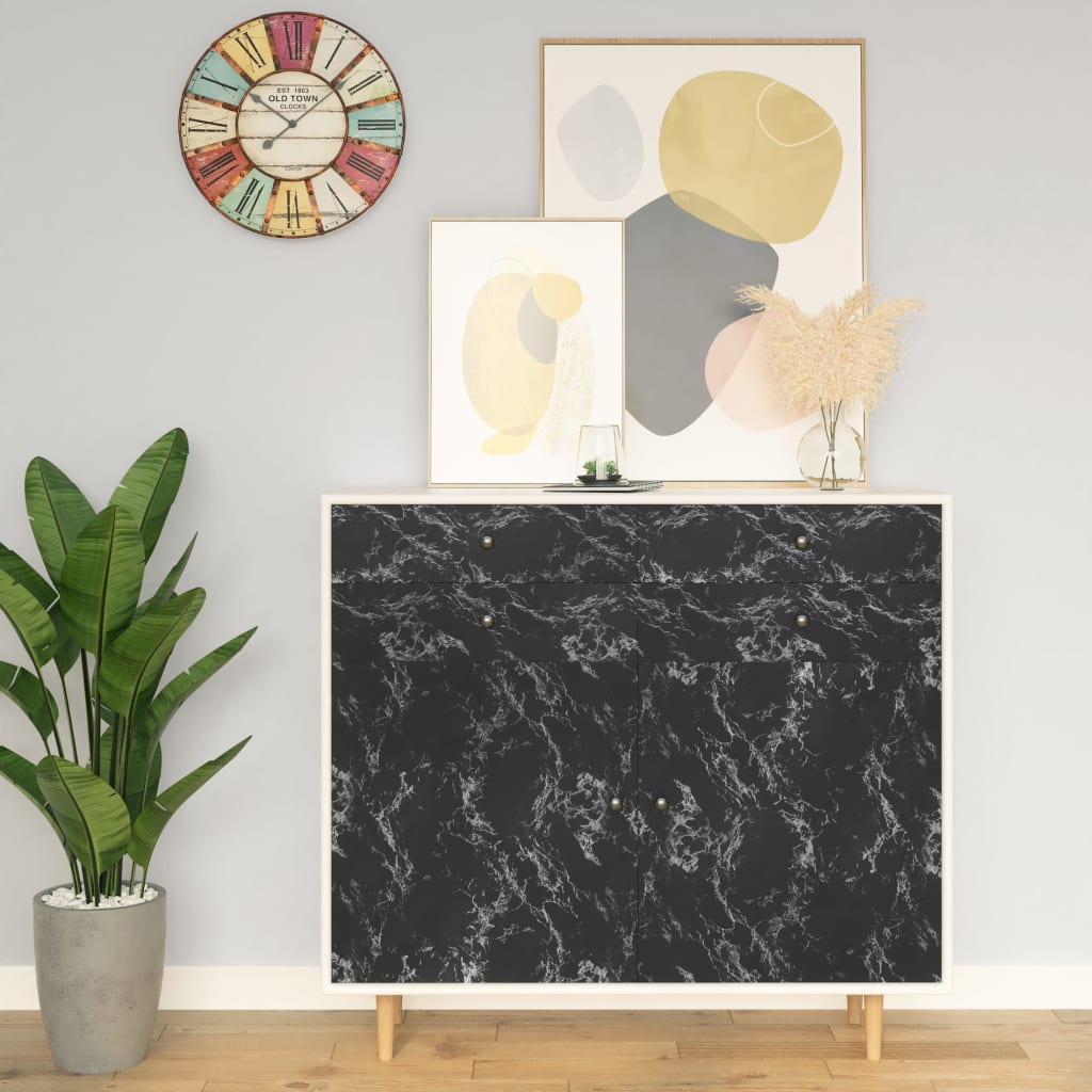 fekete kőmintás öntapadó PVC bútorfólia 500 x 90 cm