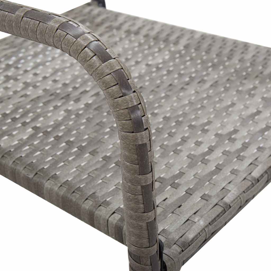 3 részes szürke polyrattan és akácfa kerti étkezőgarnitúra