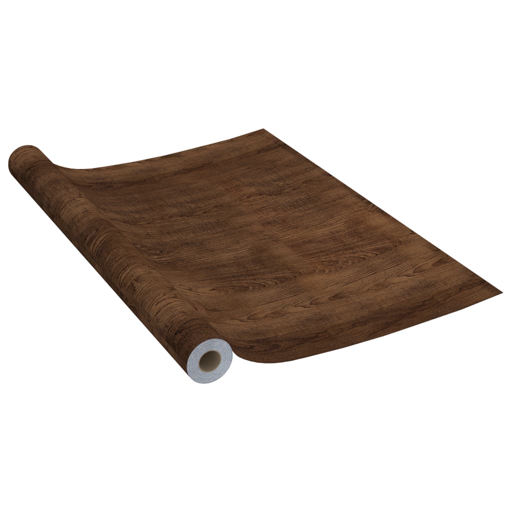 2 db sötét tölgyszínű öntapadó PVC ajtófólia 500 x 90 cm