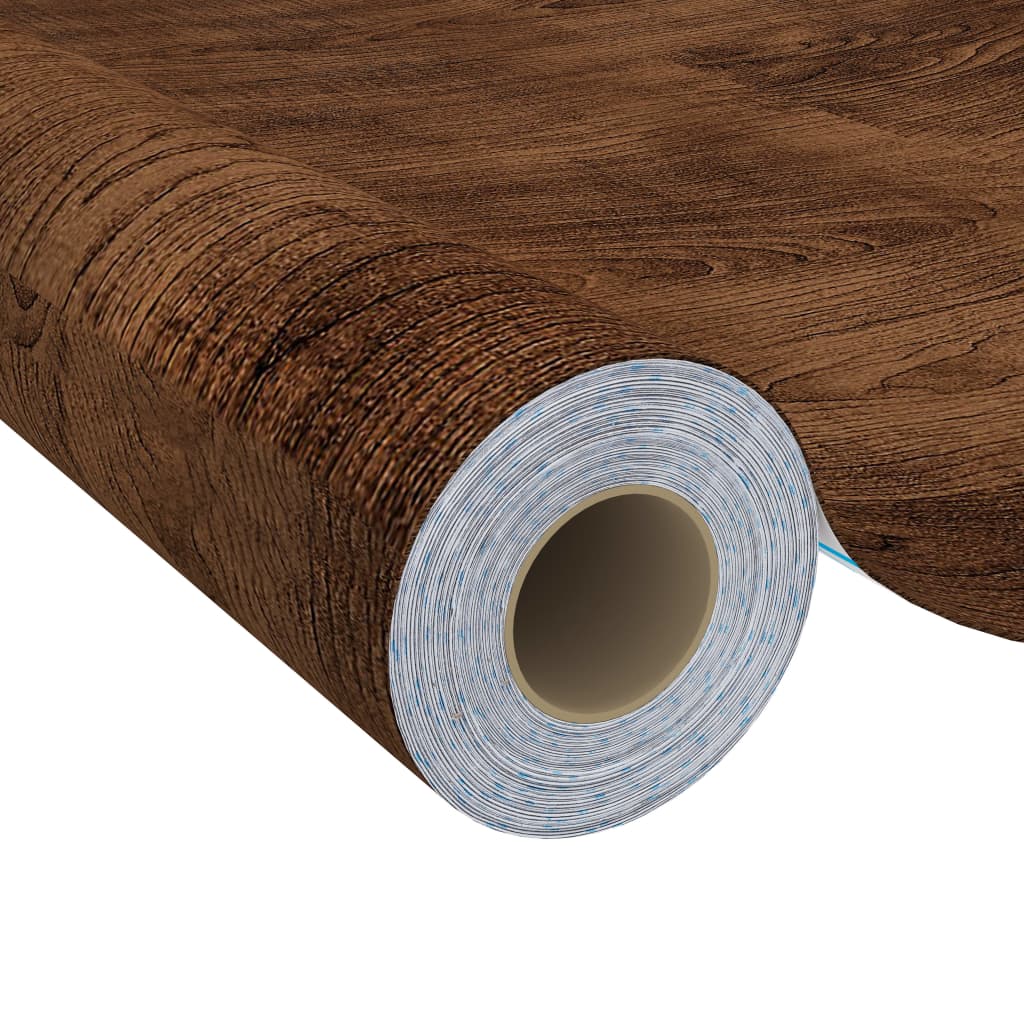 2 db sötét tölgyszínű öntapadó PVC ajtófólia 500 x 90 cm