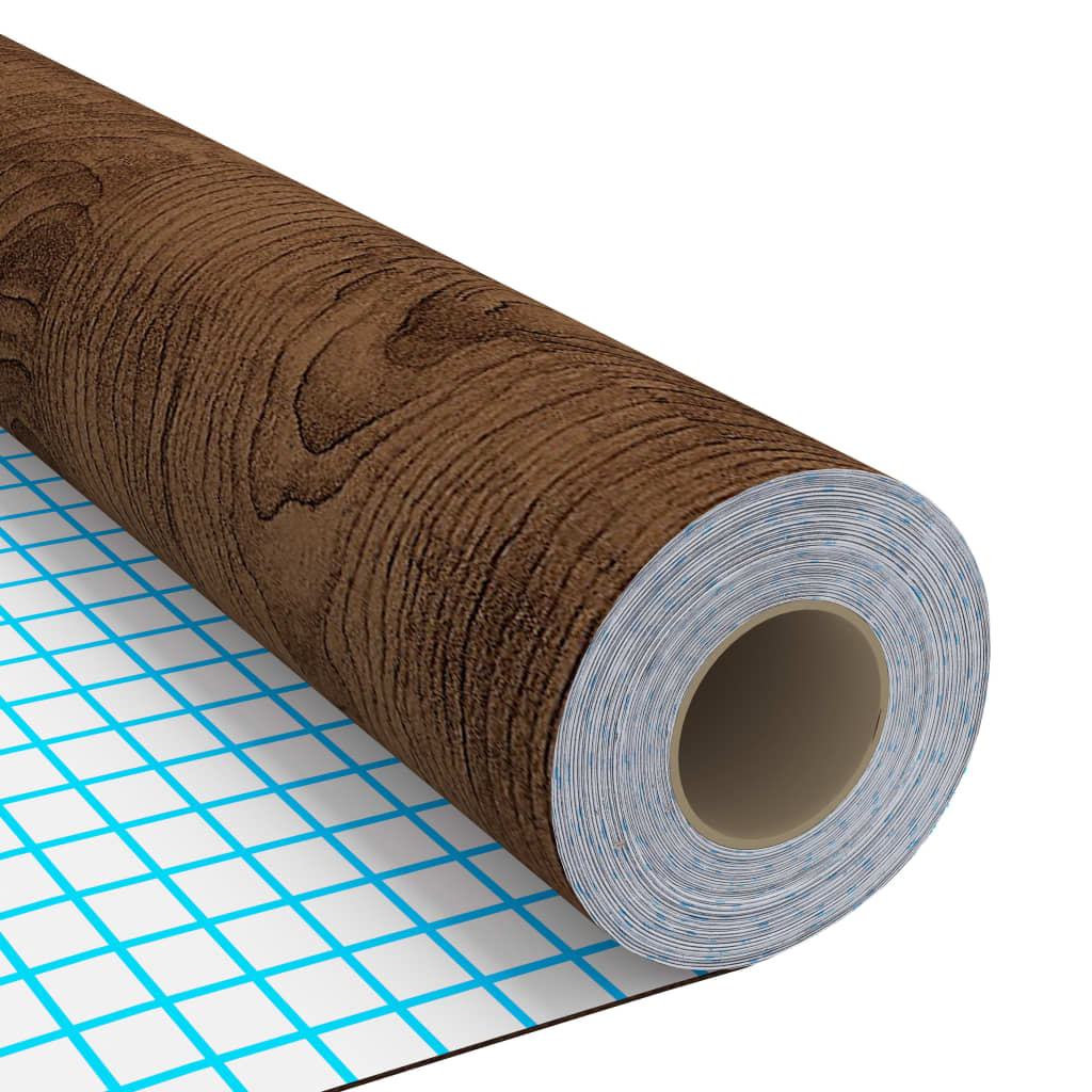 2 db sötét tölgyszínű öntapadó PVC ajtófólia 500 x 90 cm