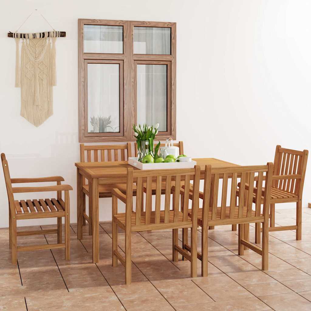 7 részes tömör tíkfa kerti étkezőgarnitúra 150 x 90 cm