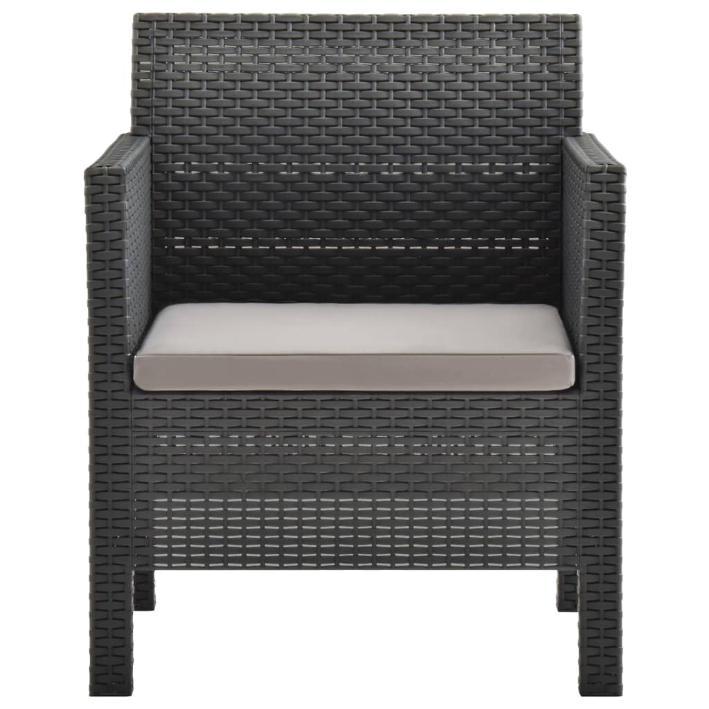 antracitszürke rattan kerti szék párnával 63 x 65 x 76 cm PP rattan