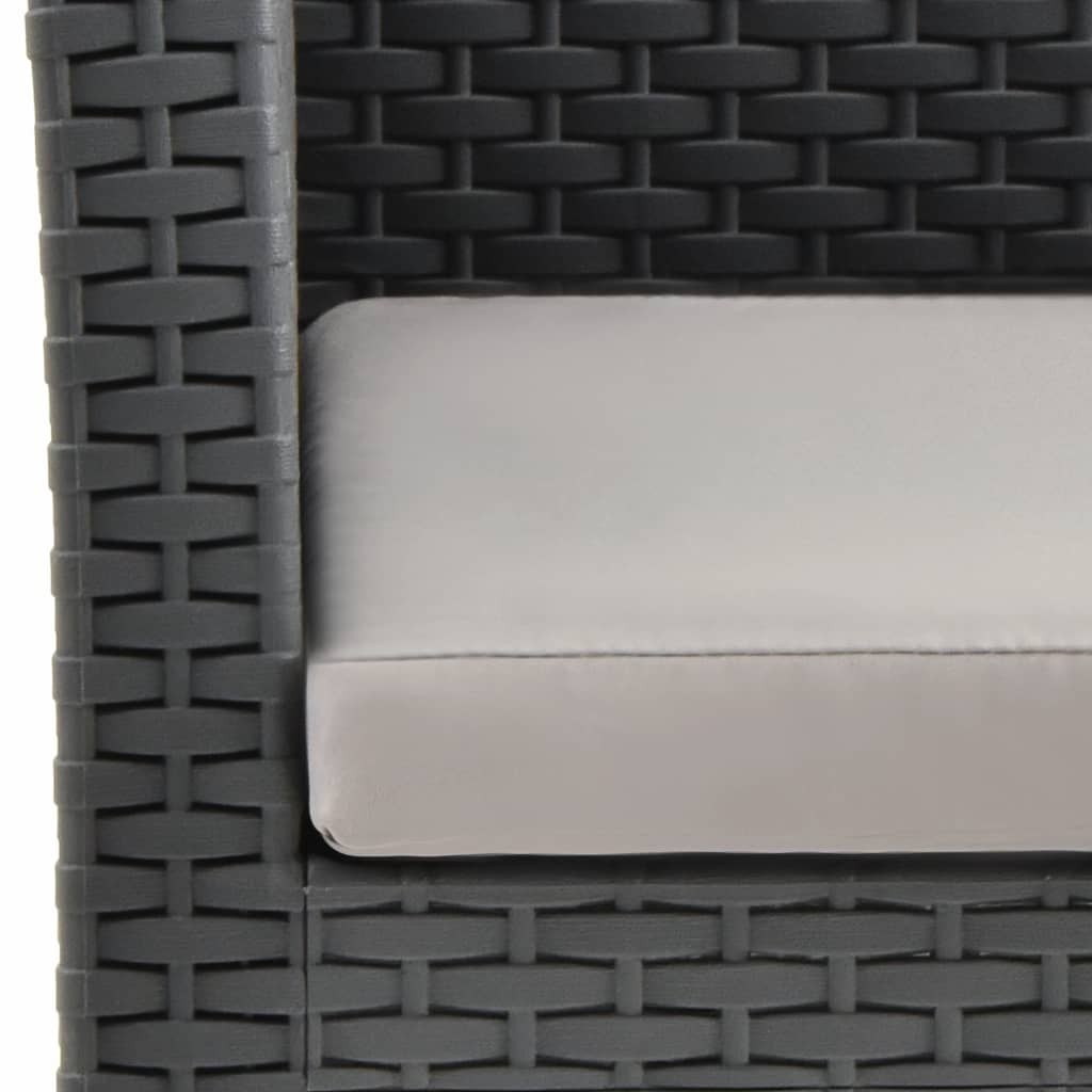 antracitszürke rattan kerti szék párnával 63 x 65 x 76 cm PP rattan