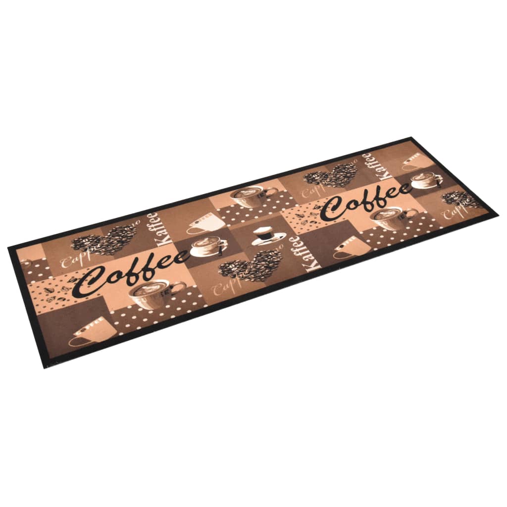 barna kávémintás mosható konyhai szőnyeg 45 x 150 cm