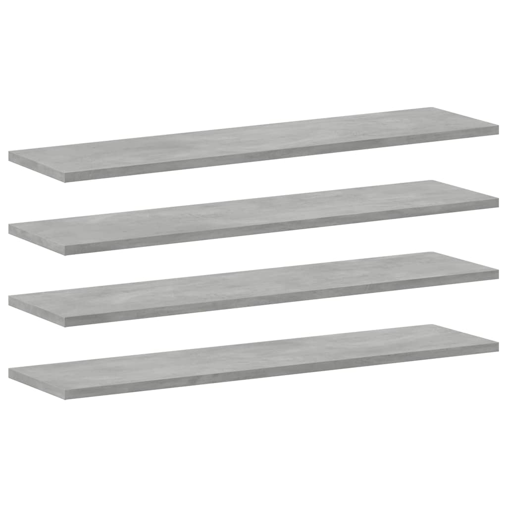 4 db betonszürke szerelt fa könyvespolc lap 80 x 20 x 1,5 cm