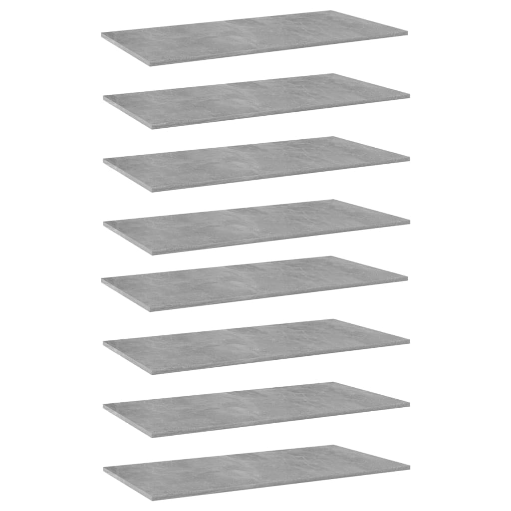 8 db betonszürke forgácslap könyvespolc lap 80 x 30 x 1,5 cm