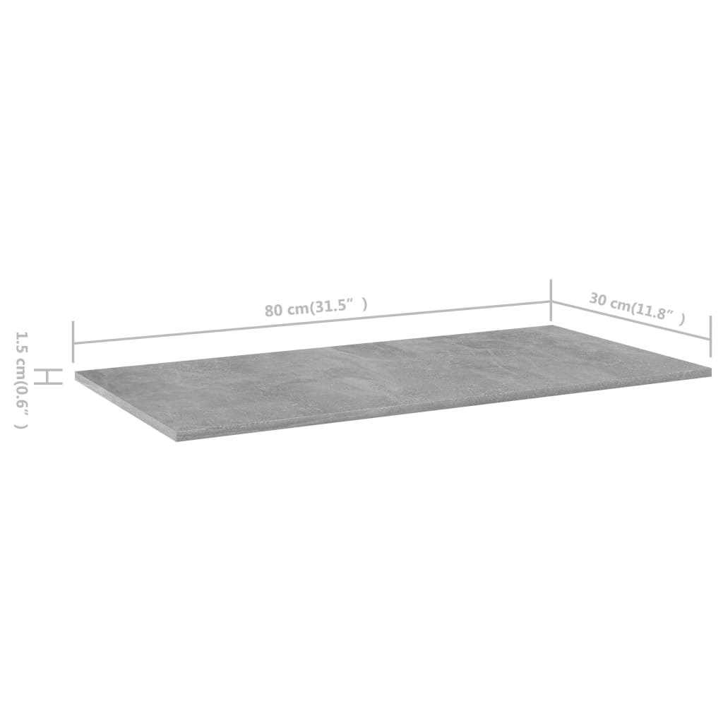 8 db betonszürke forgácslap könyvespolc lap 80 x 30 x 1,5 cm