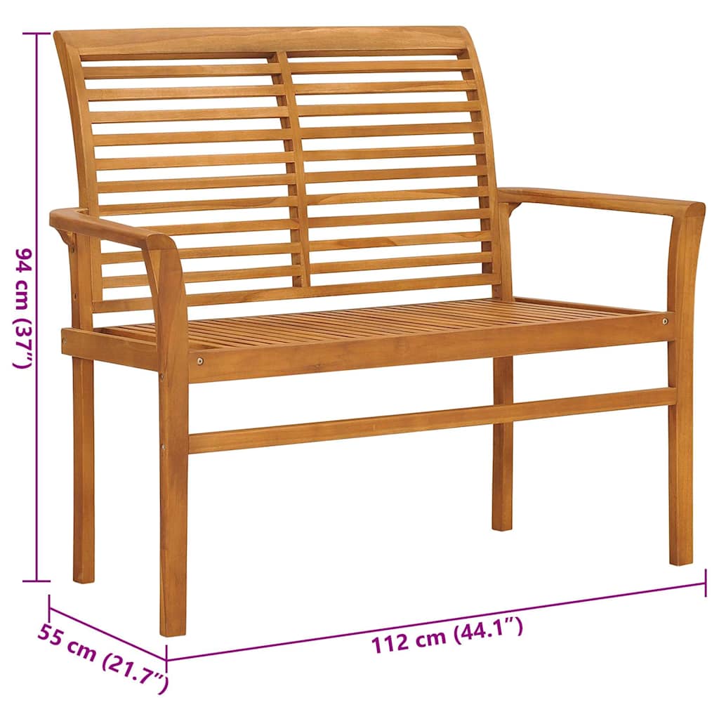 tömör tíkfa kerti pad antracitszürke párnával 112 cm