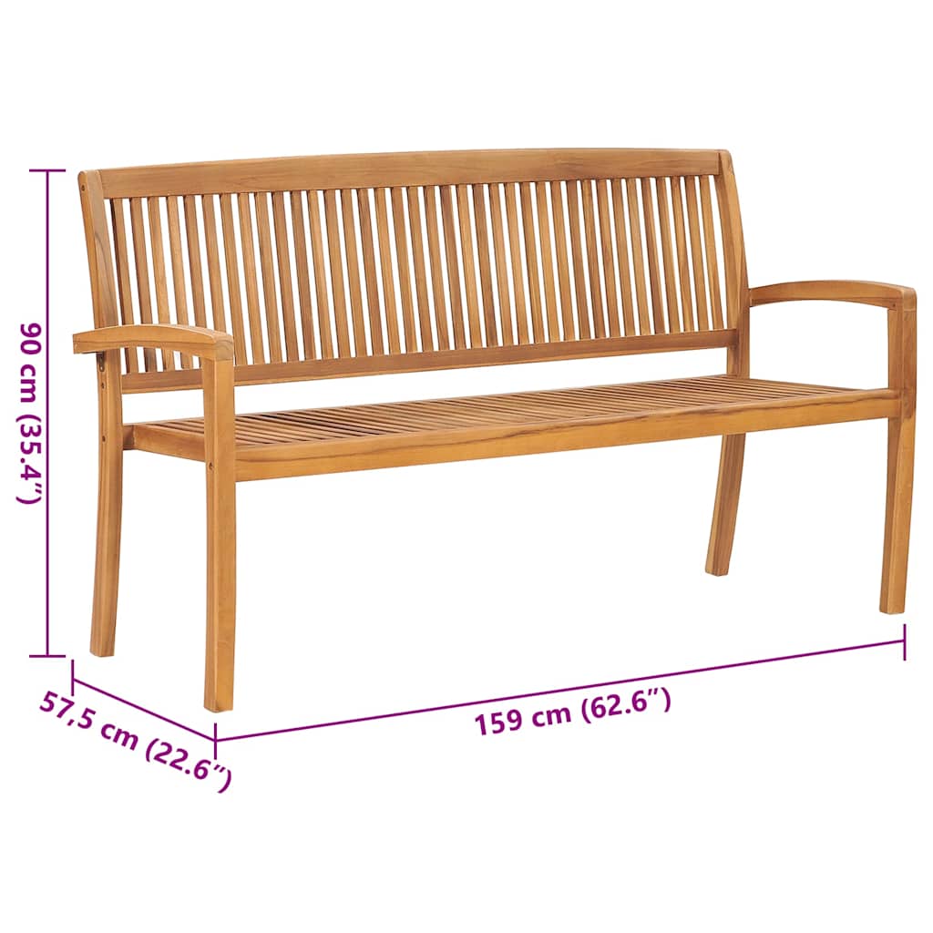 tömör tíkfa rakásolható kerti pad párnával 159 cm