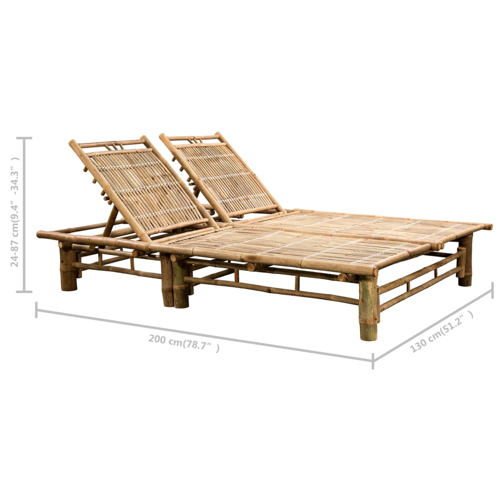 kétszemélyes bambusz napozóágy párnákkal