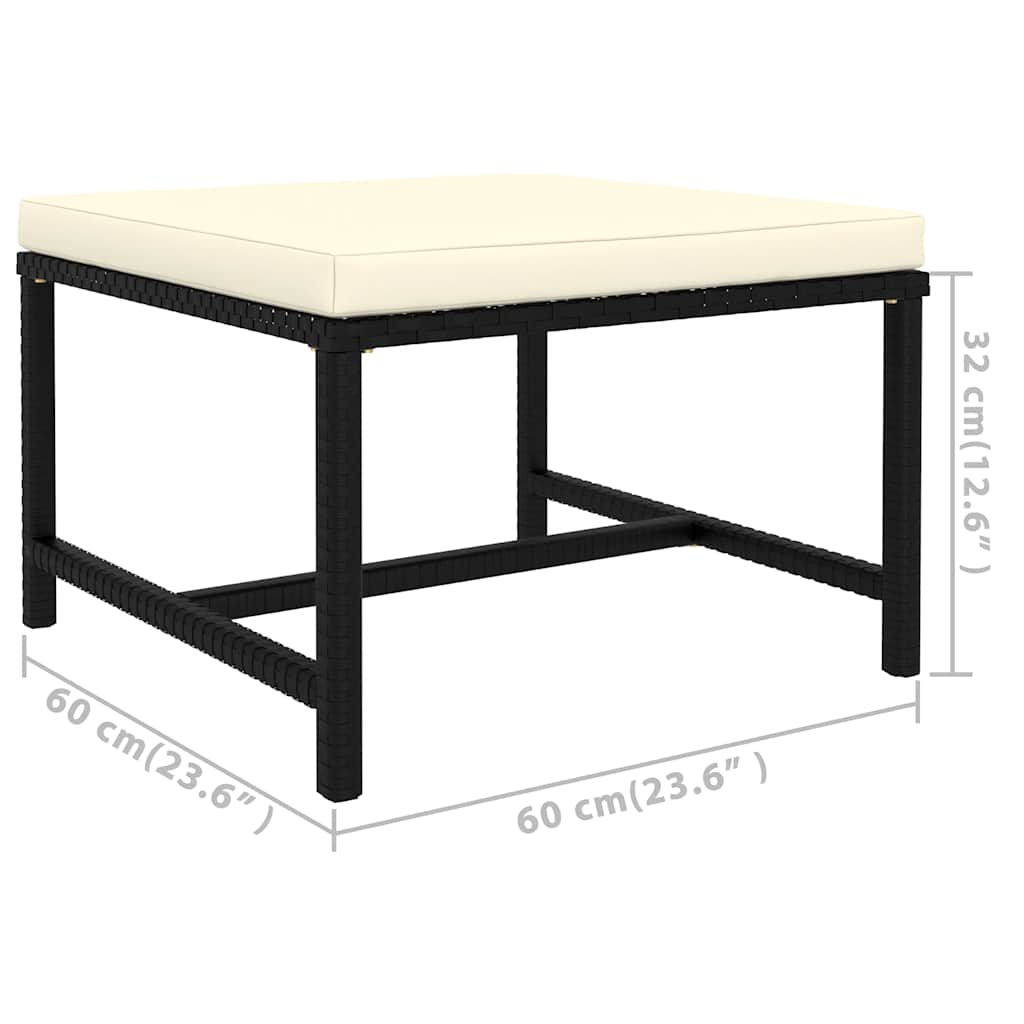 7 részes fekete polyrattan kerti ülőgarnitúra párnákkal