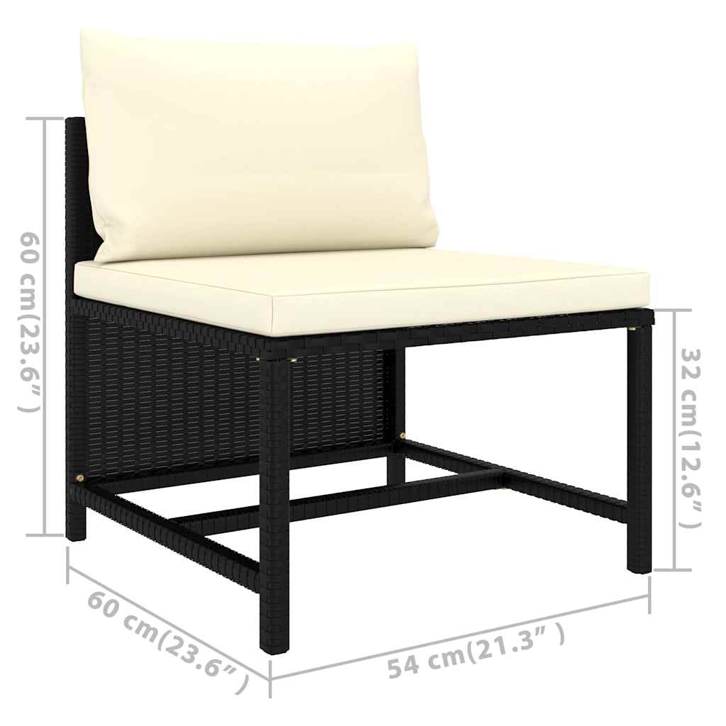7 részes fekete polyrattan kerti ülőgarnitúra párnákkal