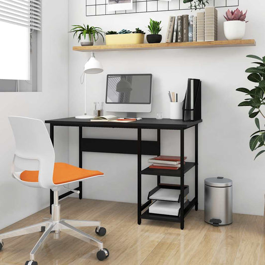 fekete MDF és fém számítógépasztal 105 x 50 x 72 cm
