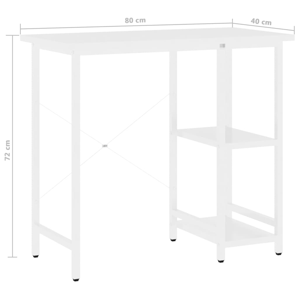 fehér MDF és fém számítógépasztal 80 x 40 x 72 cm