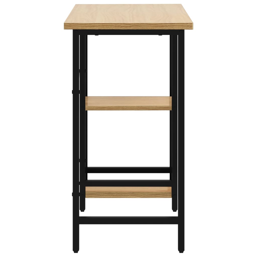 fekete-tölgyszínű MDF és fém számítógépasztal 80 x 40 x 72 cm