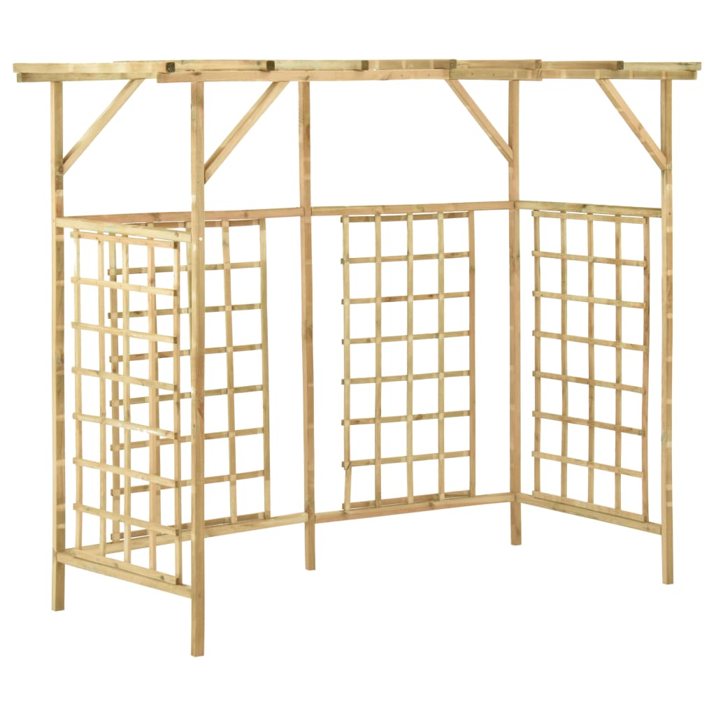 impregnált fenyőfa kerti pergola 3 szemeteskukához