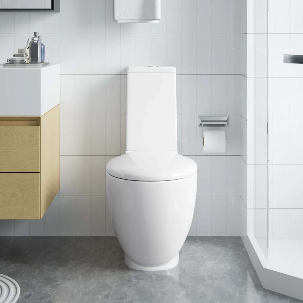 fürdőszobai kerek fehér kerámia WC alsó vízelvezetéssel