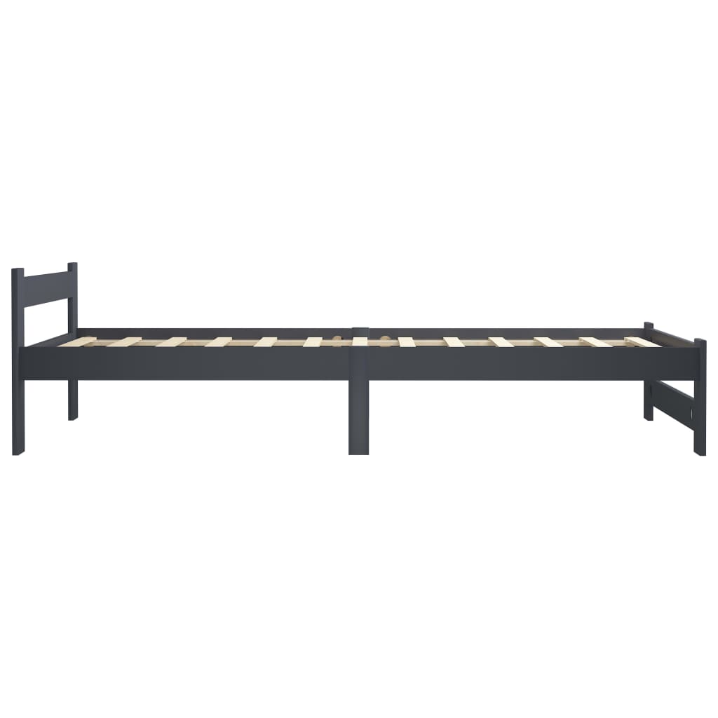 sötétszürke tömör fenyőfa ágykeret matrac nélkül 100x200 cm