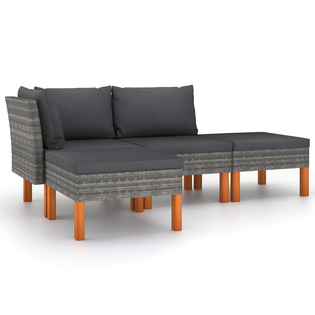 4 részes szürke polyrattan kerti ülőgarnitúra párnákkal
