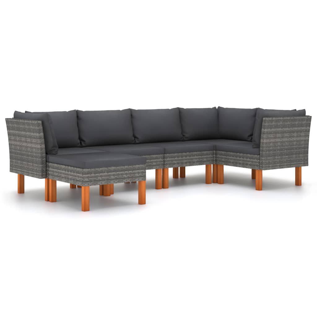 6 részes szürke polyrattan kerti ülőgarnitúra párnákkal