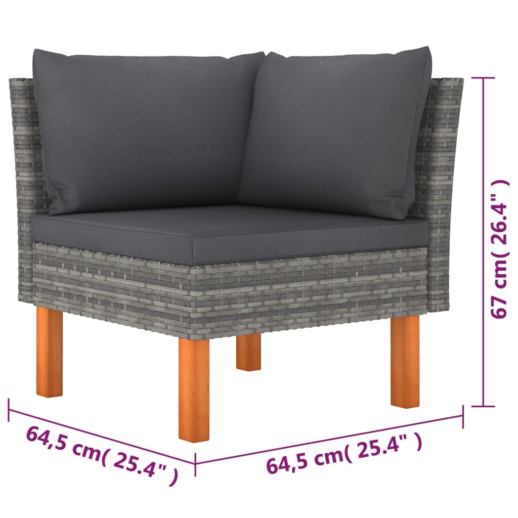 6 részes szürke polyrattan kerti ülőgarnitúra párnákkal
