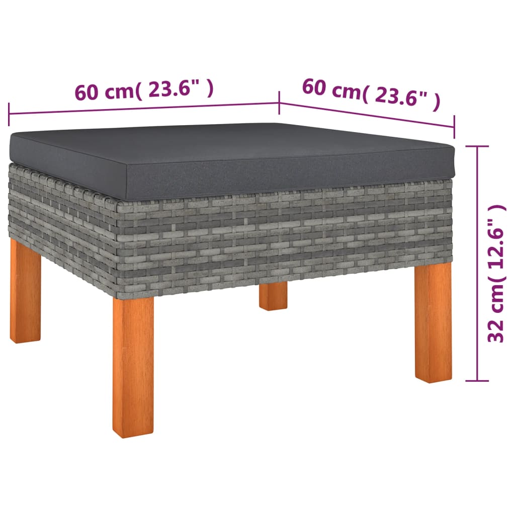 6 részes szürke polyrattan kerti ülőgarnitúra párnákkal