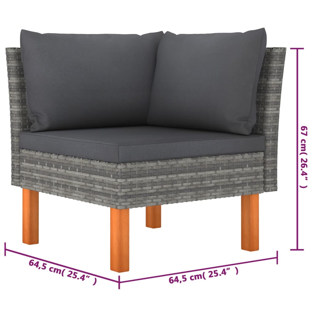 6 részes szürke polyrattan kerti ülőgarnitúra párnákkal