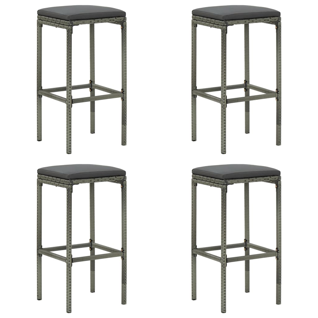 5 darabos szürke polyrattan kerti bárszett párnákkal