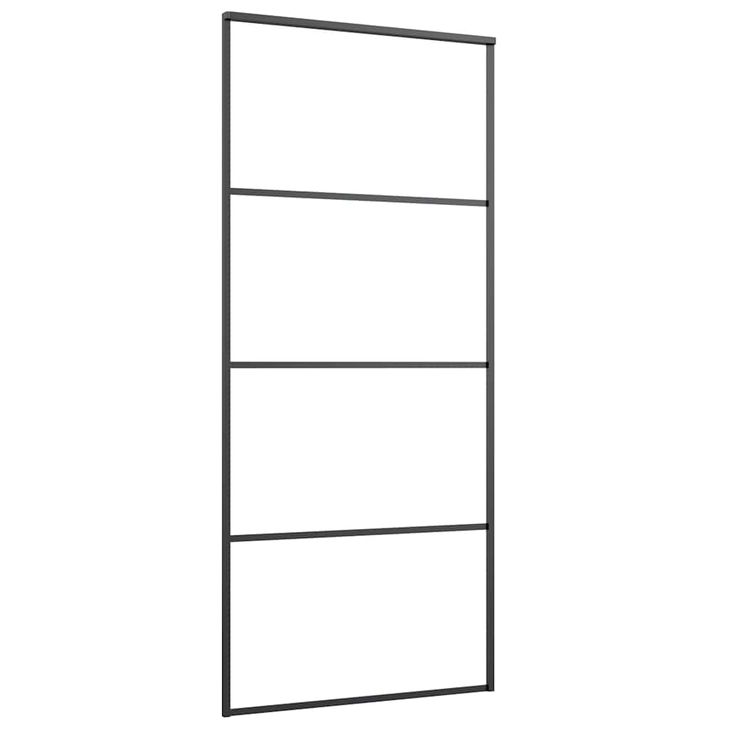fekete alumínium és ESG üveg tolóajtó 90 x 205 cm