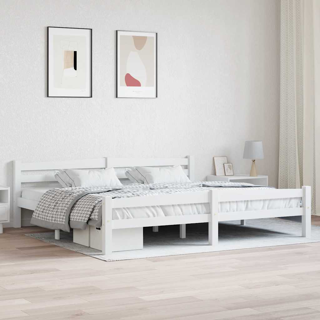 fehér tömör fenyőfa ágykeret matrac nélkül 200 x 200 cm
