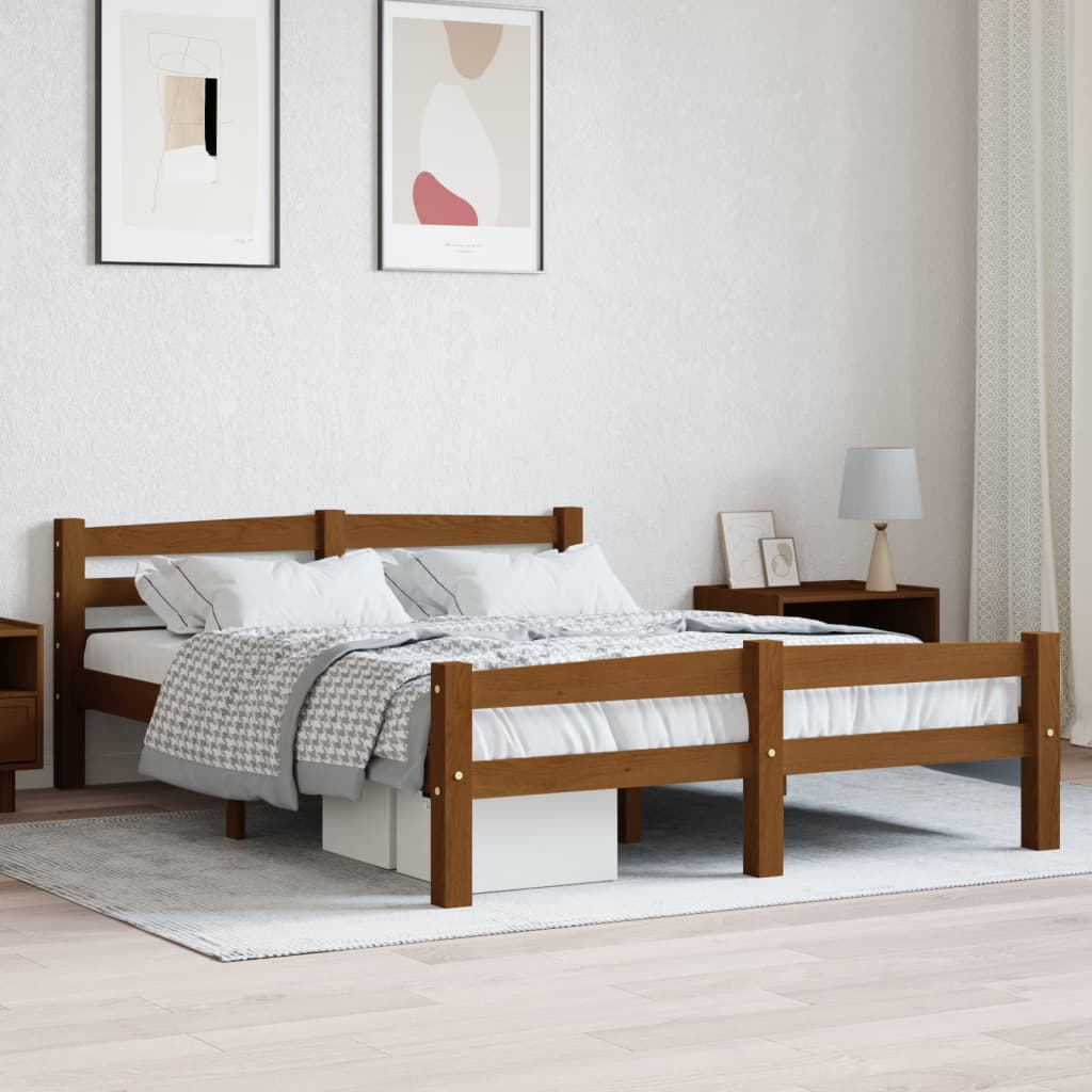 mézbarna tömör fenyőfa ágykeret 120 x 200 cm