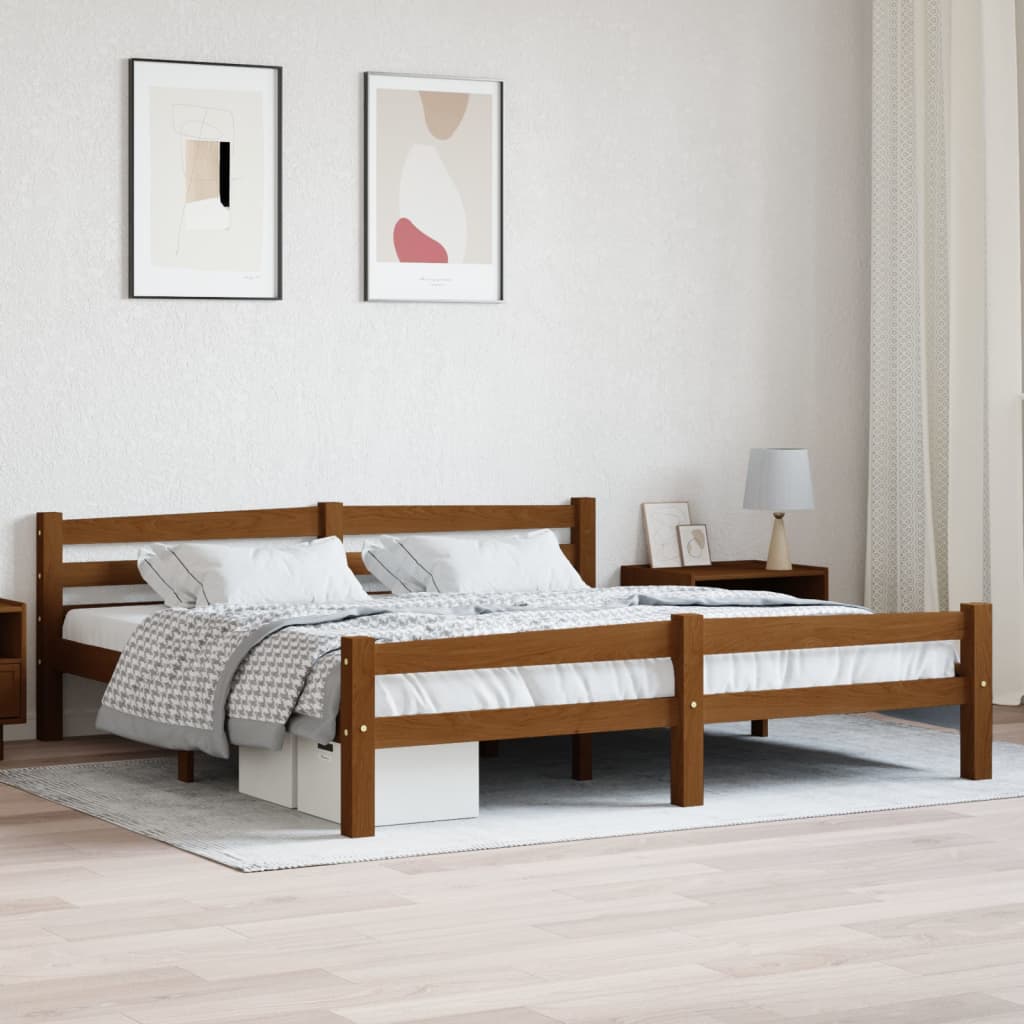 mézbarna tömör fenyőfa ágykeret matrac nélkül 180 x 200 cm
