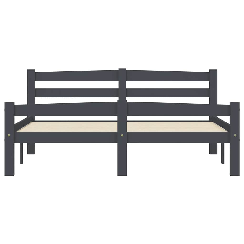 sötétszürke tömör fenyőfa ágykeret matrac nélkül 120x200 cm