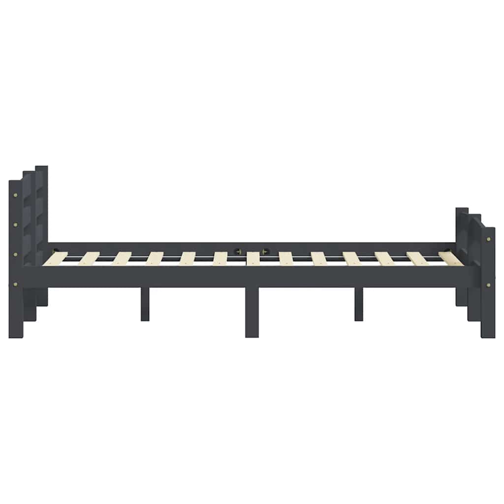 sötétszürke tömör fenyőfa ágykeret matrac nélkül 120x200 cm