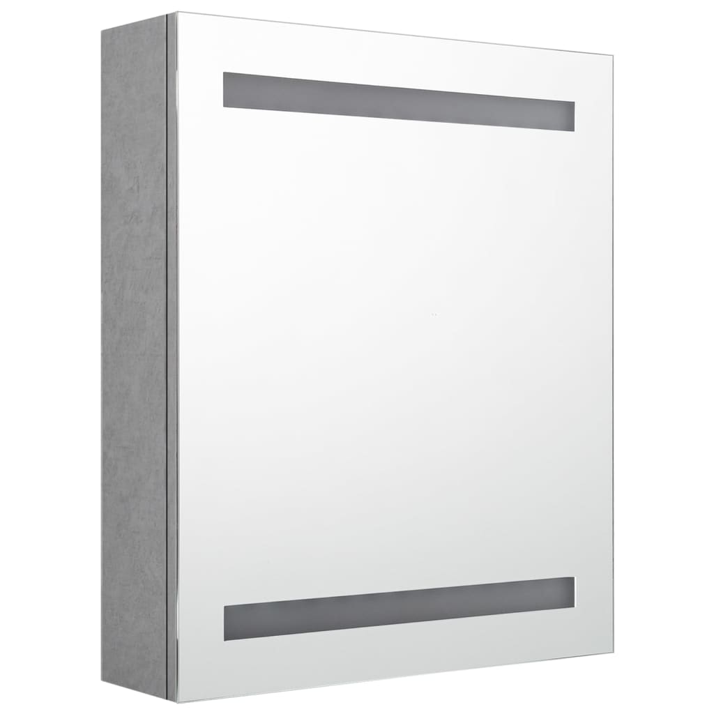 betonszürke LED-es tükrös fürdőszobaszekrény 50 x 14 x 60 cm