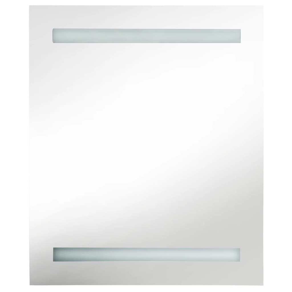 betonszürke LED-es tükrös fürdőszobaszekrény 50 x 14 x 60 cm