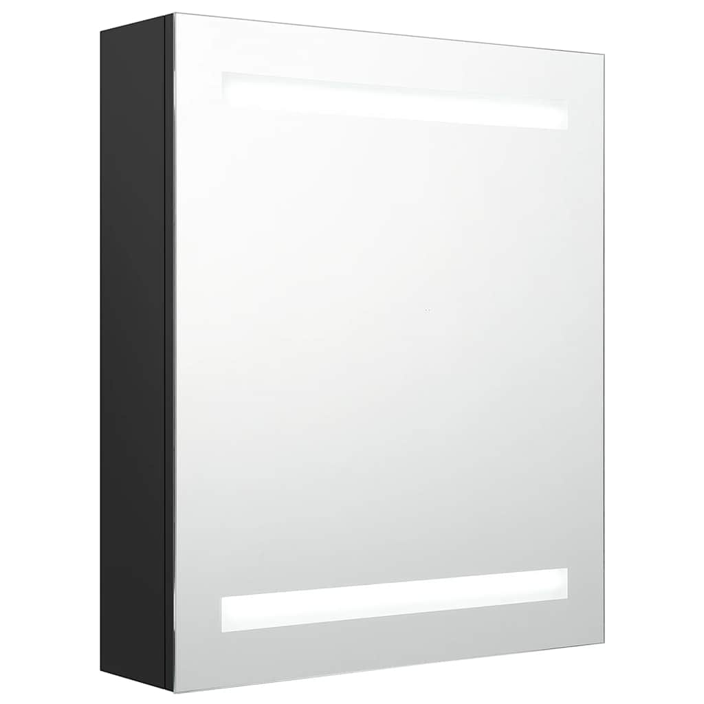 fekete LED-es tükrös fürdőszobaszekrény 50 x 14 x 60 cm