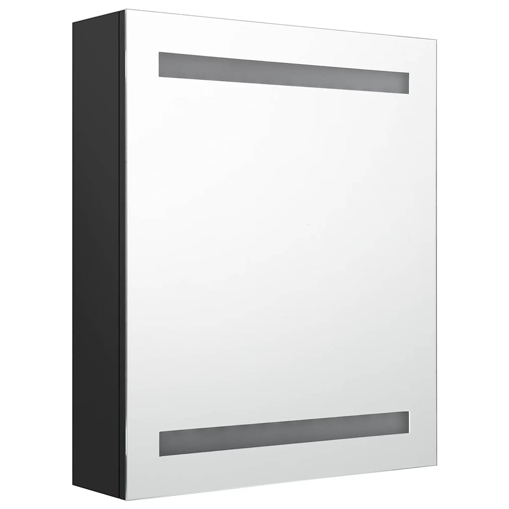 fekete LED-es tükrös fürdőszobaszekrény 50 x 14 x 60 cm