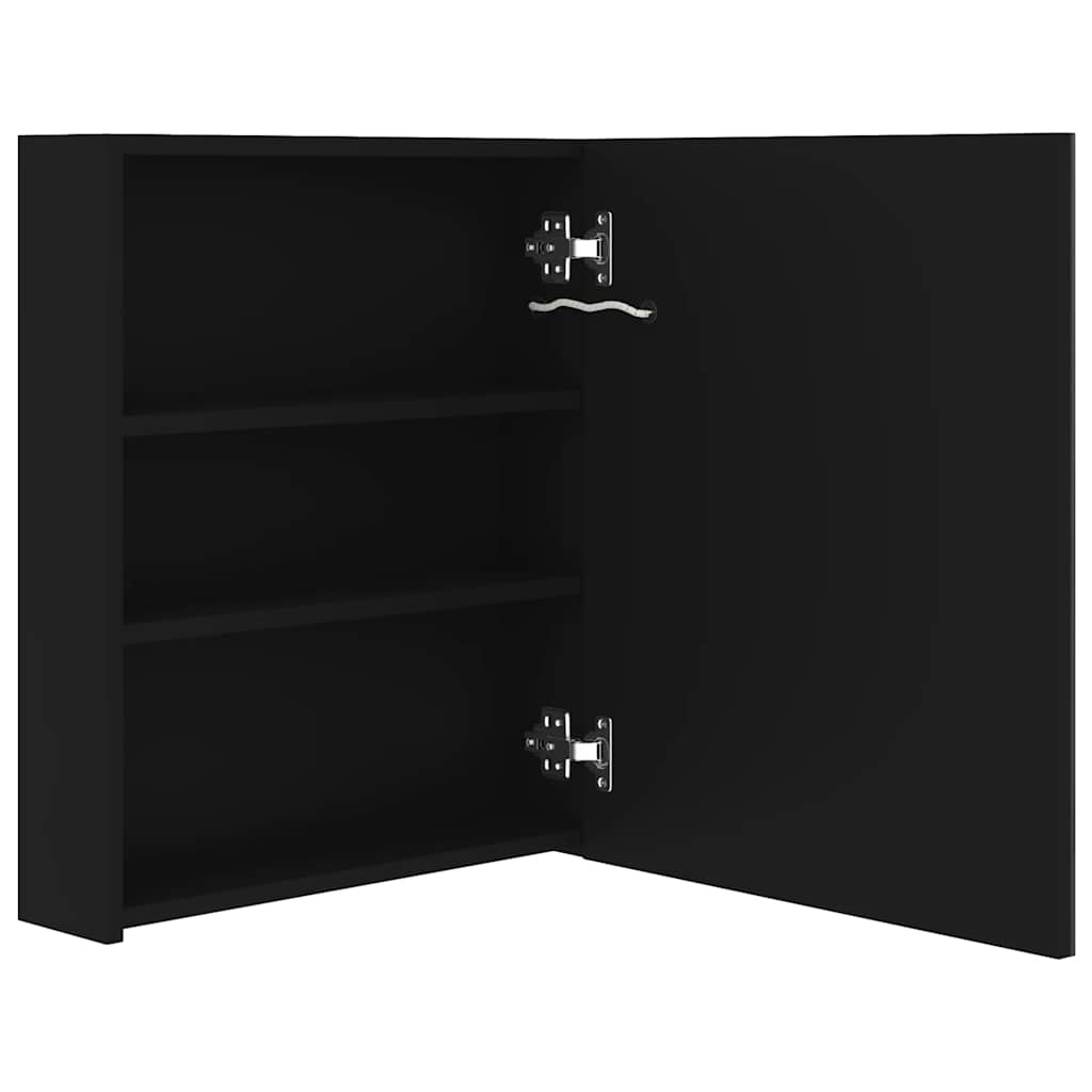 fekete LED-es tükrös fürdőszobaszekrény 50 x 14 x 60 cm