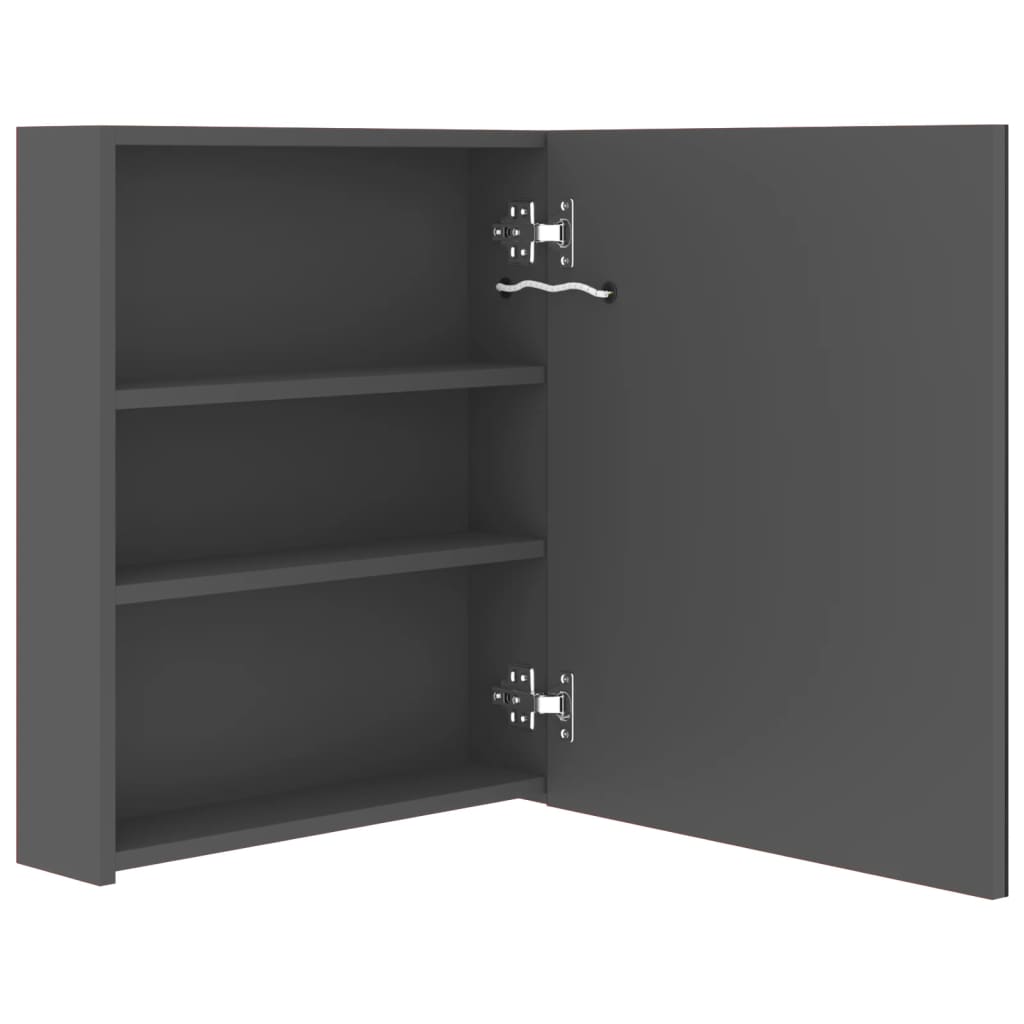 szürke LED-es tükrös fürdőszobaszekrény 50 x 14 x 60 cm