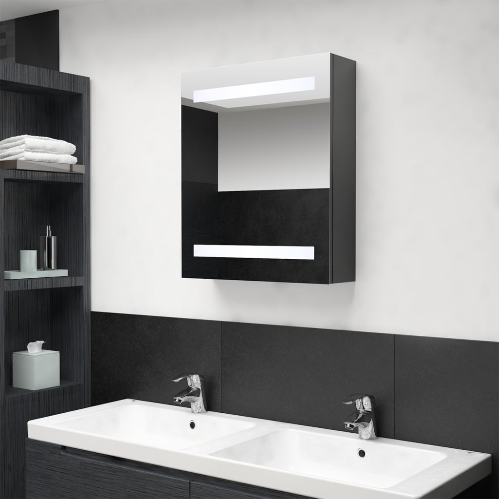 szürke LED-es tükrös fürdőszobaszekrény 50 x 14 x 60 cm