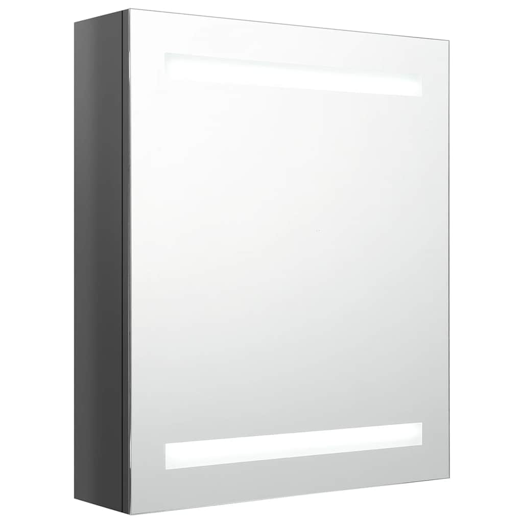 fényes szürke LED-es tükrös fürdőszobaszekrény 50 x 14 x 60 cm