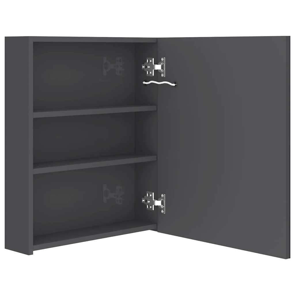 fényes szürke LED-es tükrös fürdőszobaszekrény 50 x 14 x 60 cm