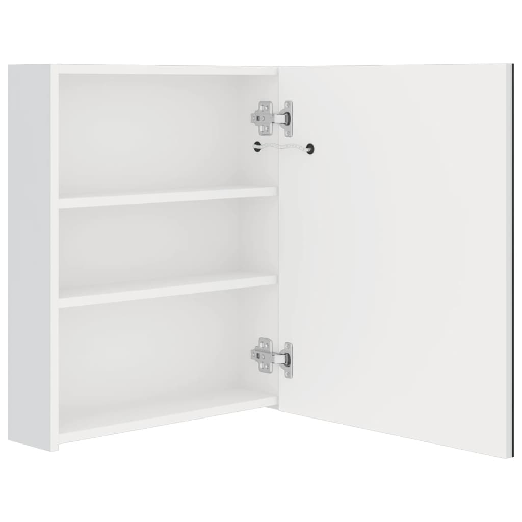 fényes fehér LED-es tükrös fürdőszobaszekrény 50 x 14 x 60 cm